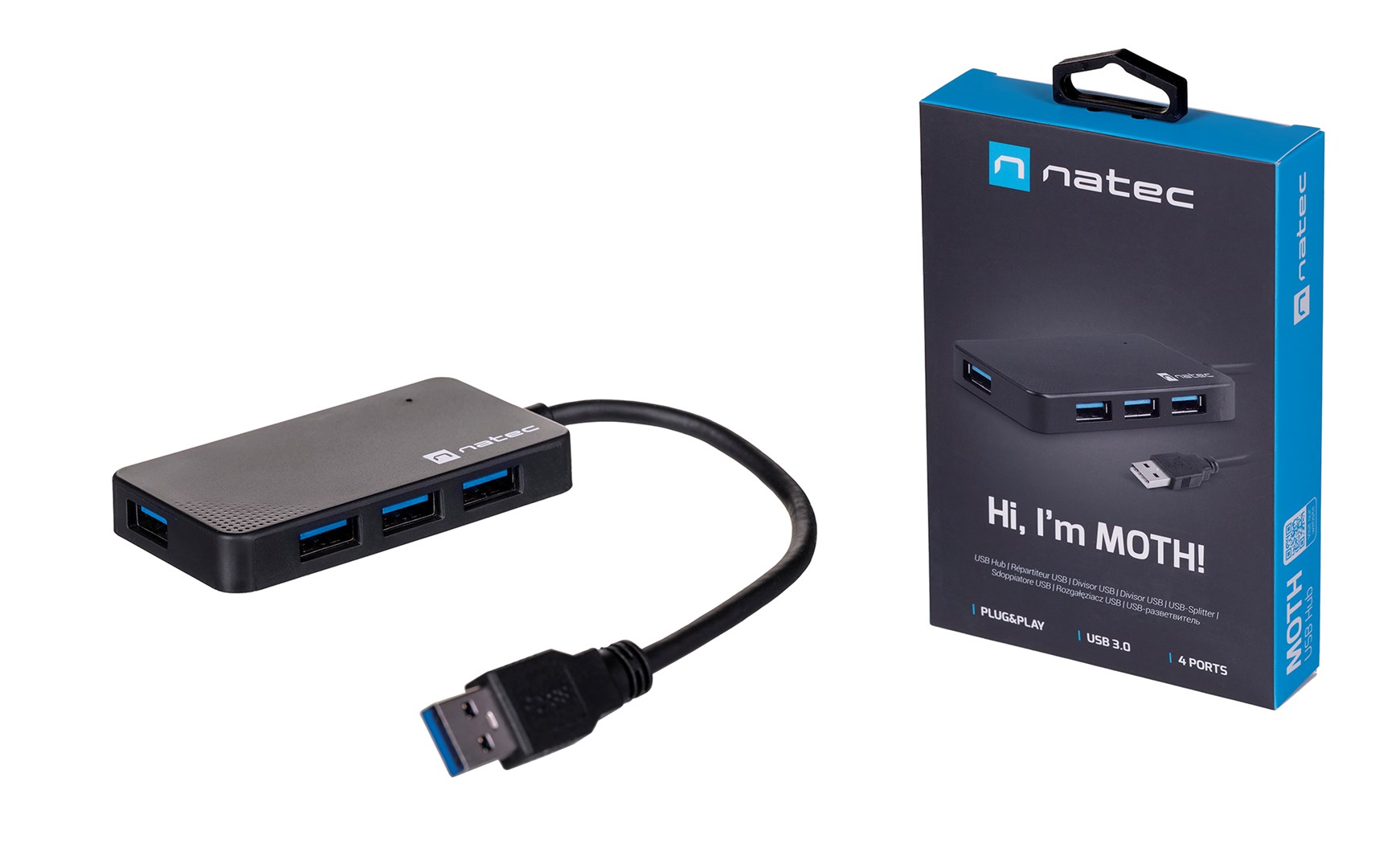 NATEC Hub USB 3.0 Moth (4 ports, black) NATEC Hub USB 3.0 Moth (4 ports, black)