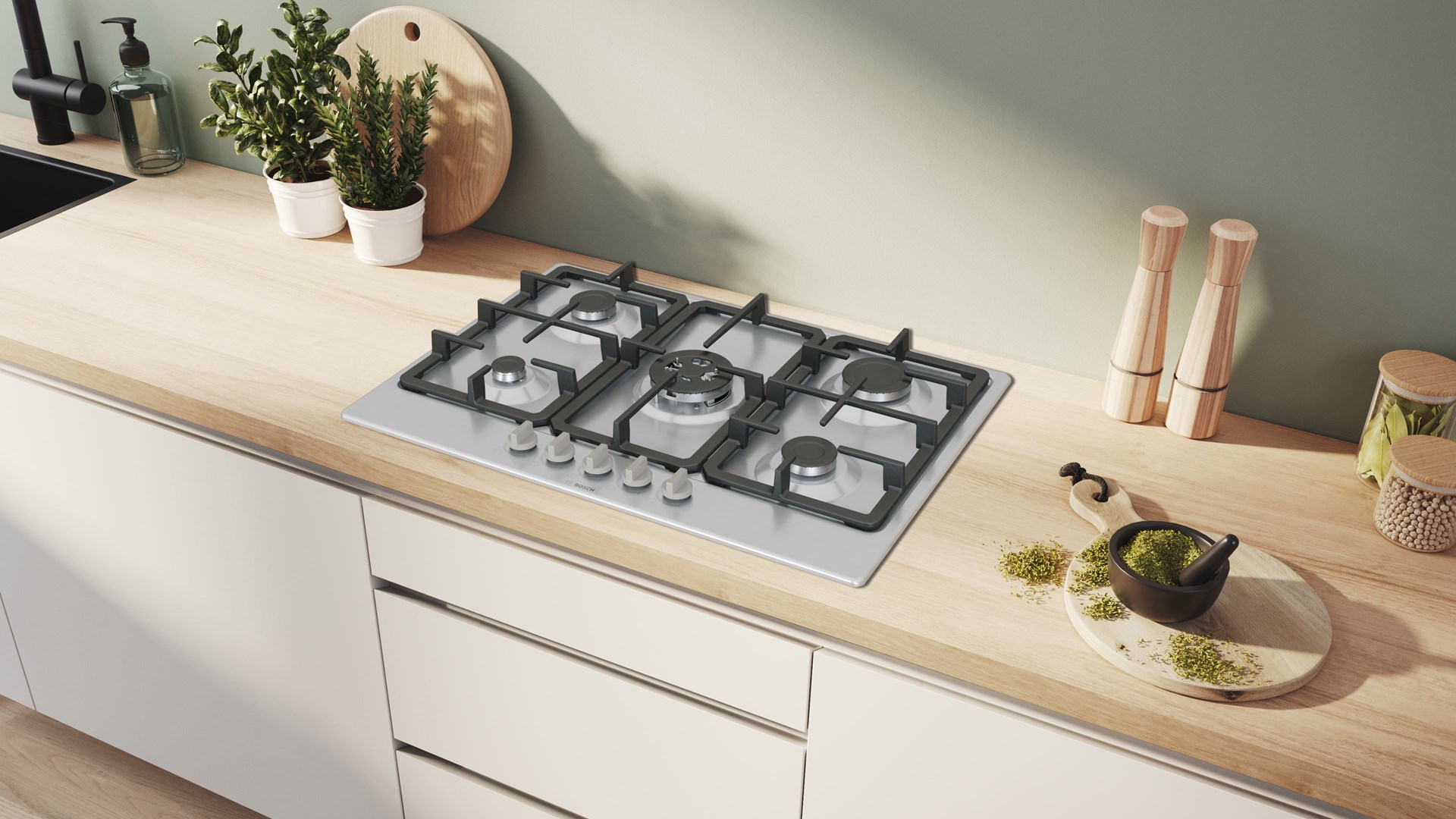 Bosch Serie 4 PGQ7B5K90 hob Stainless steel Built-in 75 cm Gas 5 zone(s) Bosch Serie 4 PGQ7B5K90 hob Stainless steel Built-in 75 cm Gas 5 zone(s)