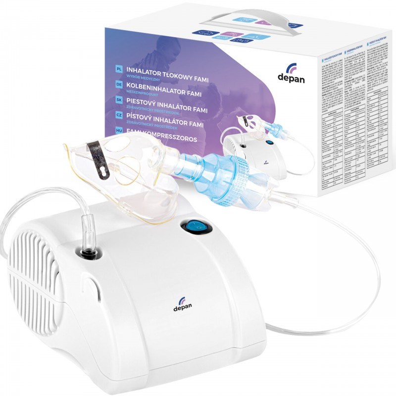 Silent piston inhaler with two masks Silent piston inhaler with two masks