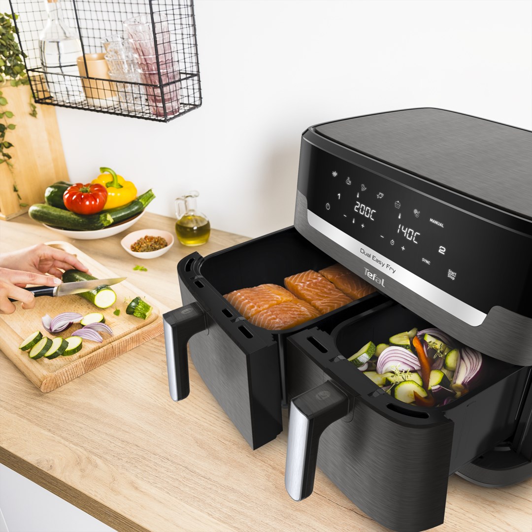 Tefal Easy Fry Dual XXL EY942HE0 fryer Double 11 L Stand-alone 2020 W Hot air fryer Grey Tefal Easy Fry Dual XXL EY942HE0 fryer Double 11 L Stand-alone 2020 W Hot air fryer Grey