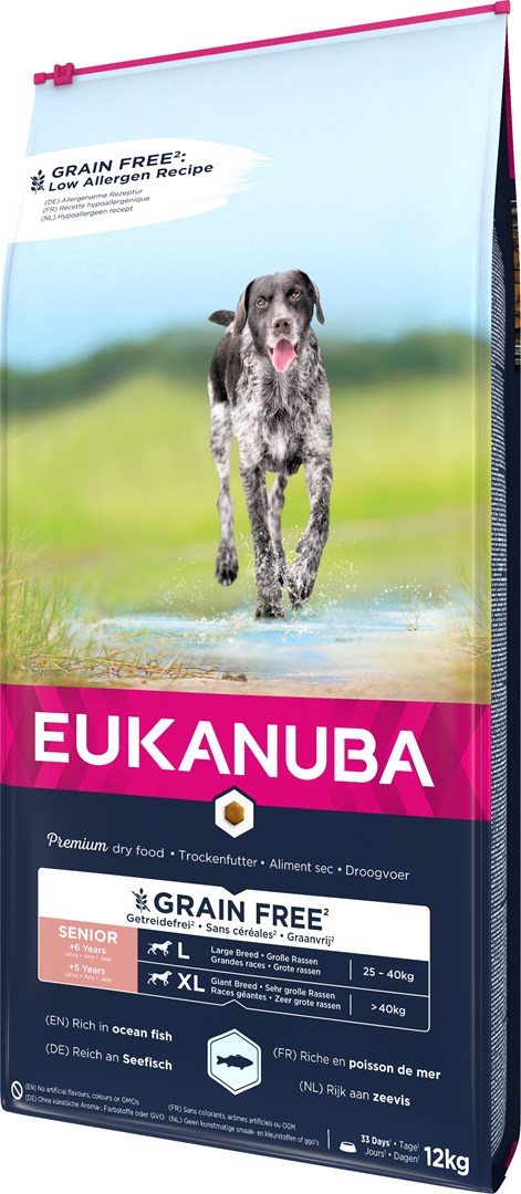 EUKANUBA Grain Free Senior large/giant breed, Ocean fish - dry dog food - 12 kg EUKANUBA Grain Free Senior large/giant breed, Ocean fish - dry dog food - 12 kg
