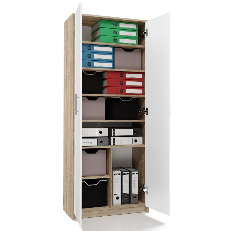 Filing cabinet OLIV 2D 74x35x180 cm, Sonoma/White Filing cabinet OLIV 2D 74x35x180 cm, Sonoma/White