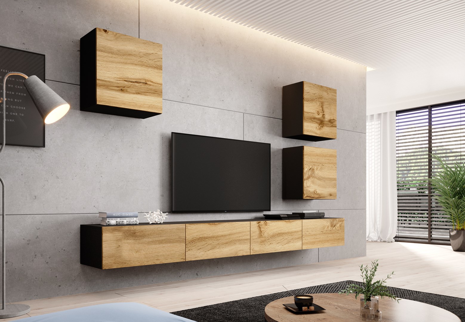 Cama TV stand VIGO 140 30/140/40 black/wotan oak Cama TV stand VIGO 140 30/140/40 black/wotan oak