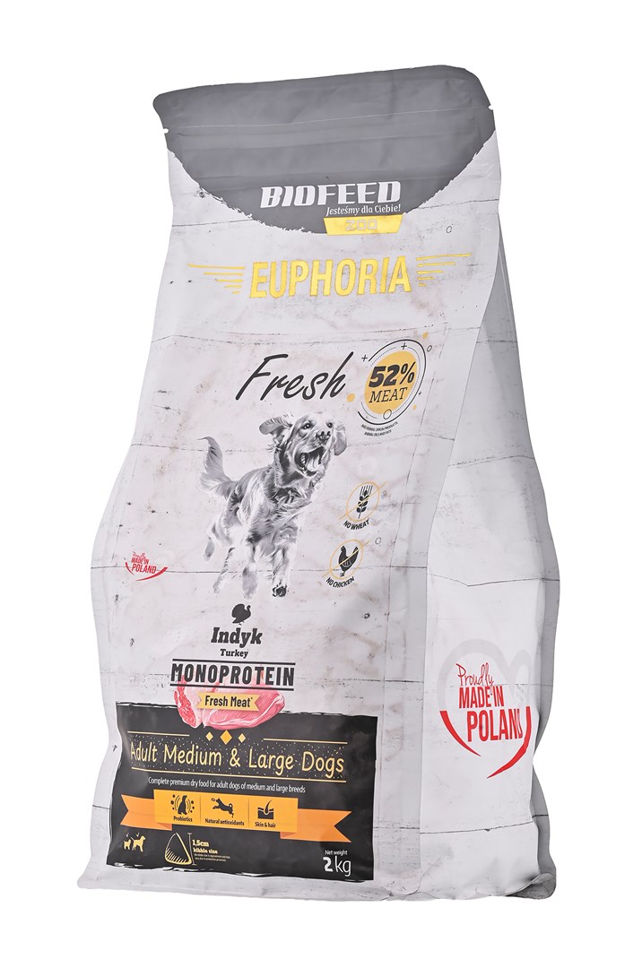 BIOFEED Euphoria Fresh Adult Medium & Large Monoprotein Turkey - dry dog food - 2kg BIOFEED Euphoria Fresh Adult Medium & Large Monoprotein Turkey - dry dog food - 2kg