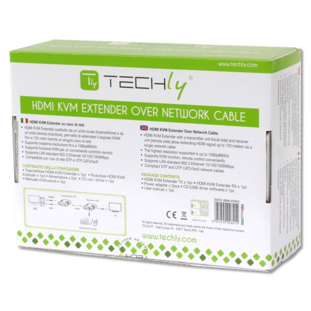 Techly IDATA HDMI-KVM2 KVM extender Transmitter & receiver Techly IDATA HDMI-KVM2 KVM extender Transmitter & receiver