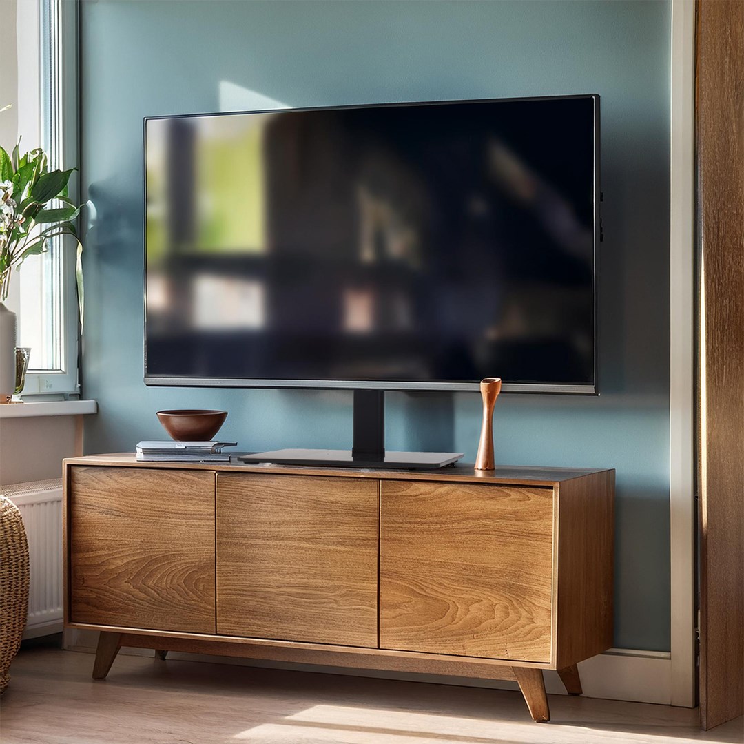 Maclean MC-386 Universal TV Stand Base for Cabinet Dresser Table Desk 32" - 75" 40kg VESA 35° Rotating Temepred Glass Adjustable TV Height Powder Coating Maclean MC-386 Universal TV Stand Base for Cabinet Dresser Table Desk 32" - 75" 40kg VESA 35° Rotating Temepred Glass Adjustable TV Height Powder Coating