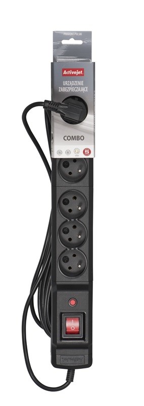 Activejet COMBO 6GN 3M black power strip with cord Activejet COMBO 6GN 3M black power strip with cord
