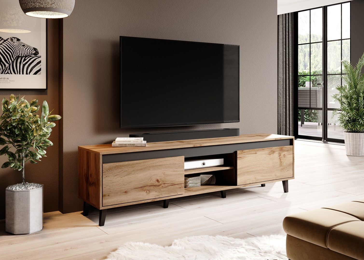 Cama TV stand NORD II 170cm wotan/antracite Cama TV stand NORD II 170cm wotan/antracite