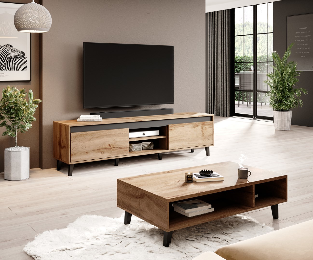 Cama TV stand NORD II 170cm wotan/antracite Cama TV stand NORD II 170cm wotan/antracite