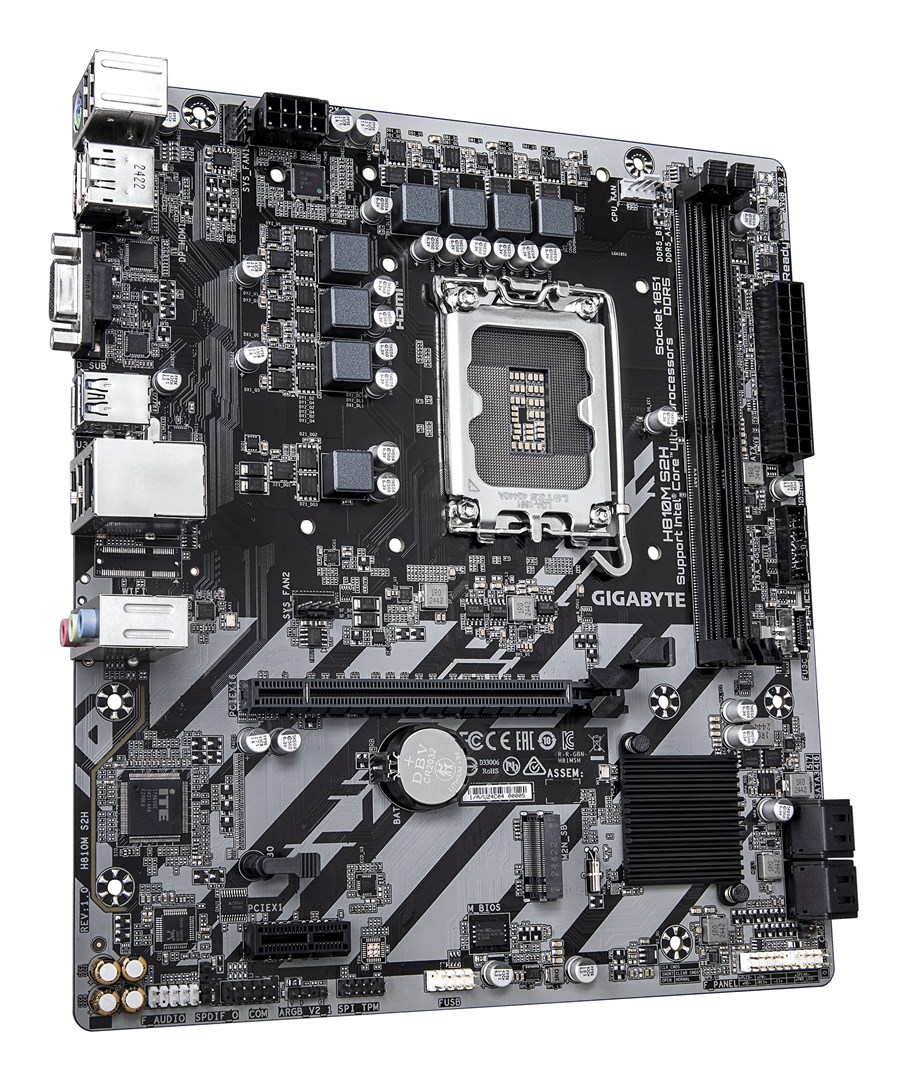 GIGABYTE H810M S2H Motherboard - Intel Core Ultra (Series 2) CPUs, 4+1+2 Phases VRM, up to 6400MHz DDR5, 1xPCIe 4.0 M.2, 1GbE LAN, USB 3.2 Gen 1 GIGABYTE H810M S2H Motherboard - Intel Core Ultra (Series 2) CPUs, 4+1+2 Phases VRM, up to 6400MHz DDR5, 1xPCIe 4.0 M.2, 1GbE LAN, USB 3.2 Gen 1