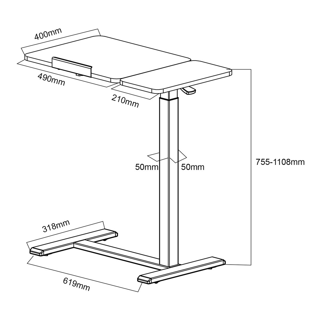 Maclean mobile desk/laptop stand, black, height adjustment 76-109cm, max. 30kg , MC-120 B Maclean mobile desk/laptop stand, black, height adjustment 76-109cm, max. 30kg , MC-120 B