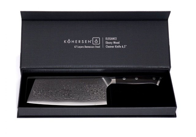 Cleaver Kohersen Elegance Ebony Wood Damascus steel cleaver 16.5 cm Cleaver Kohersen Elegance Ebony Wood Damascus steel cleaver 16.5 cm