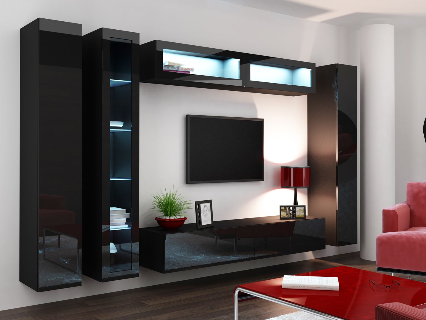 Cama Full cabinet VIGO '180' 180/40/30 black/black gloss Cama Full cabinet VIGO '180' 180/40/30 black/black gloss
