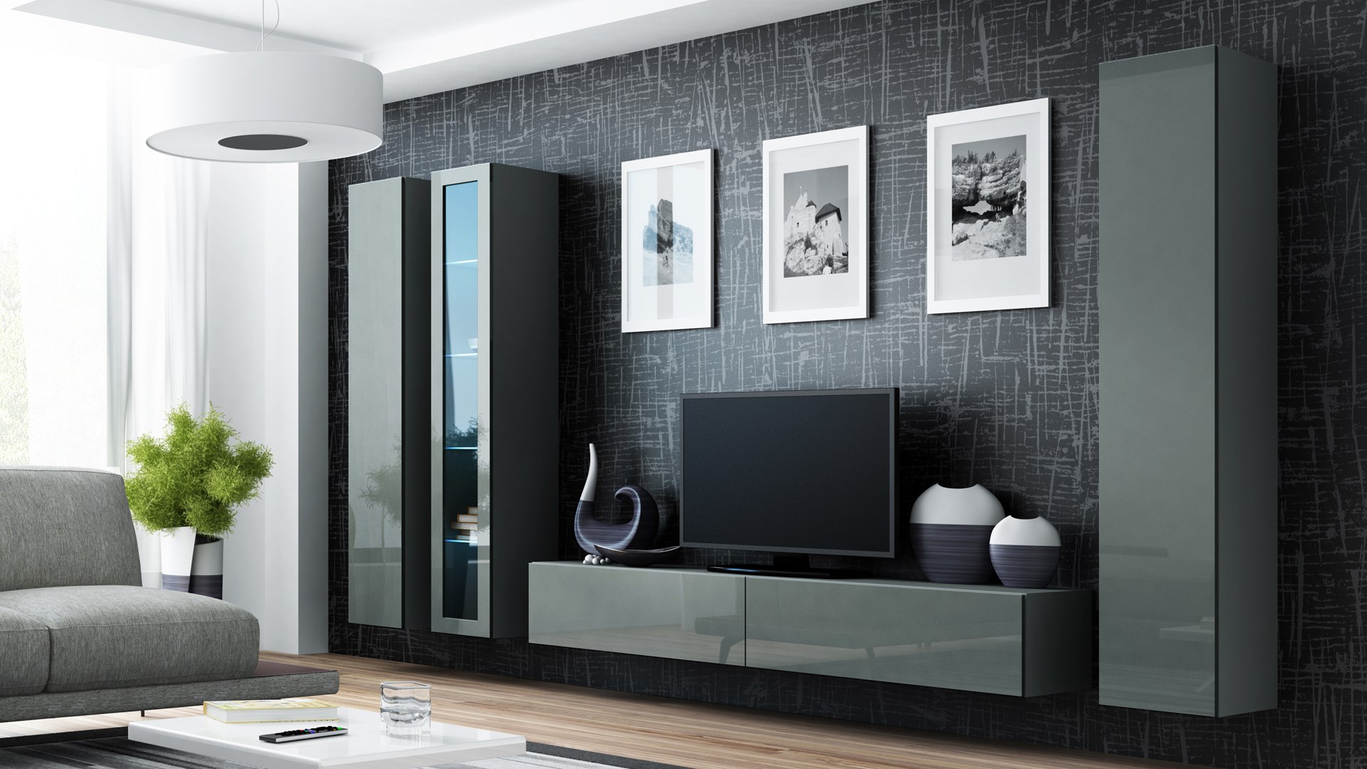 Cama Full cabinet VIGO '180' 180/40/30 grey/grey gloss Cama Full cabinet VIGO '180' 180/40/30 grey/grey gloss