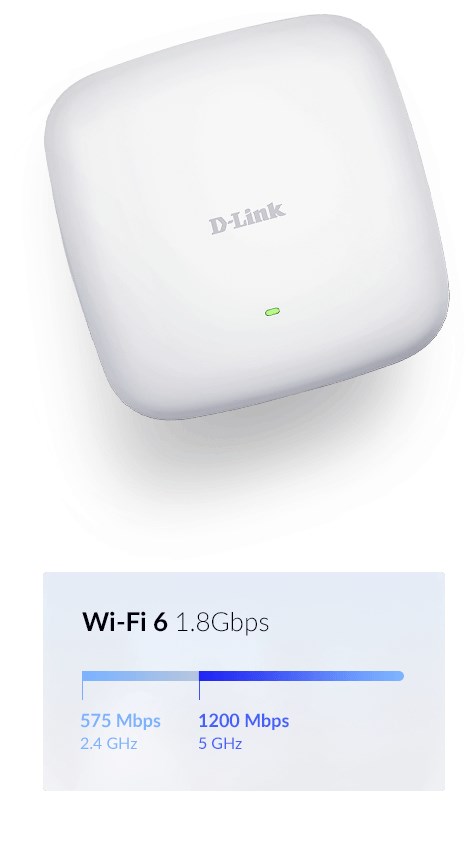 D-Link AX1800 Wi-Fi 6 Dual-Band PoE Access Point D-Link AX1800 Wi-Fi 6 Dual-Band PoE Access Point