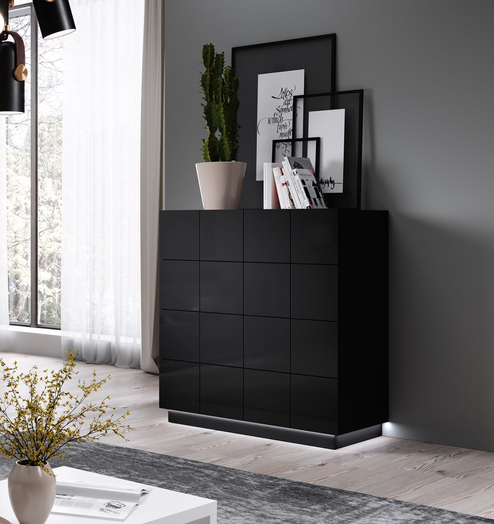Cama chest of drawers 4D REJA black gloss/black gloss Cama chest of drawers 4D REJA black gloss/black gloss