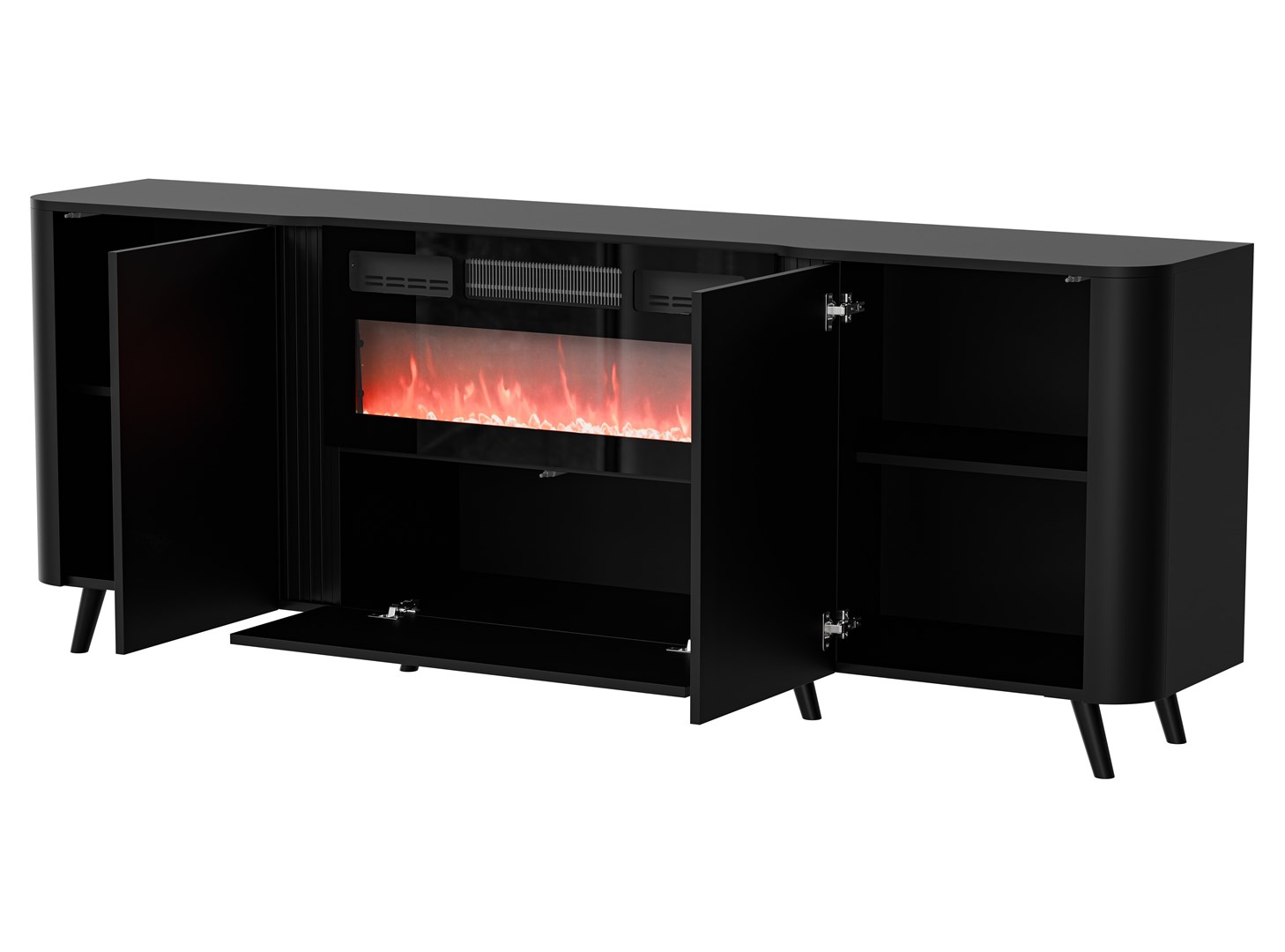 Cama Volare chest of drawers 200 x 39 x 75 cm black + fireplace Cama Volare chest of drawers 200 x 39 x 75 cm black + fireplace