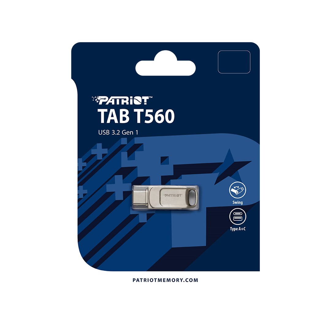 Patriot Memory Tab T560 64GB USB flash drive Dual USB 120MB/s (PS64GT560DS5D) Silver Patriot Memory Tab T560 64GB USB flash drive Dual USB 120MB/s (PS64GT560DS5D) Silver