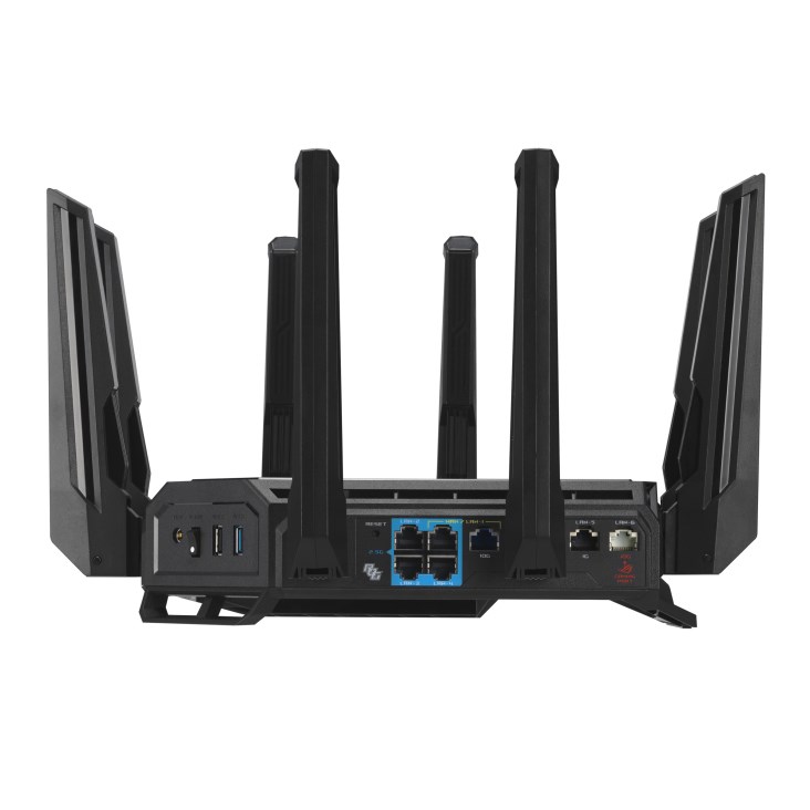 ASUS ROG Rapture GT-BE98 wireless router 10 Gigabit Ethernet Quad-band (2.4 GHz / 5 GHz-1 / 5 GHz-2 / 6 GHz) Black ASUS ROG Rapture GT-BE98 wireless router 10 Gigabit Ethernet Quad-band (2.4 GHz / 5 GHz-1 / 5 GHz-2 / 6 GHz) Black
