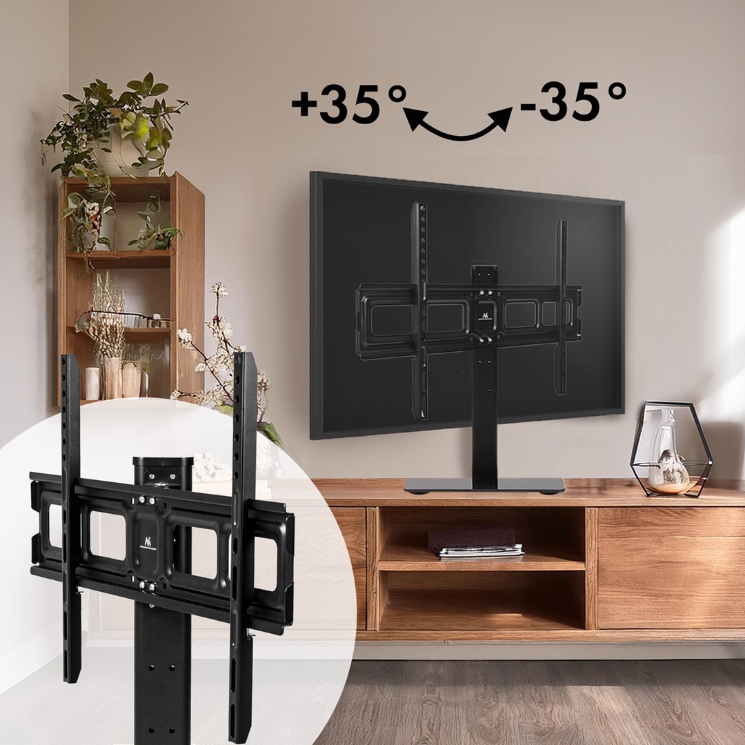 Maclean MC-386 Universal TV Stand Base for Cabinet Dresser Table Desk 32" - 75" 40kg VESA 35° Rotating Temepred Glass Adjustable TV Height Powder Coating Maclean MC-386 Universal TV Stand Base for Cabinet Dresser Table Desk 32" - 75" 40kg VESA 35° Rotating Temepred Glass Adjustable TV Height Powder Coating