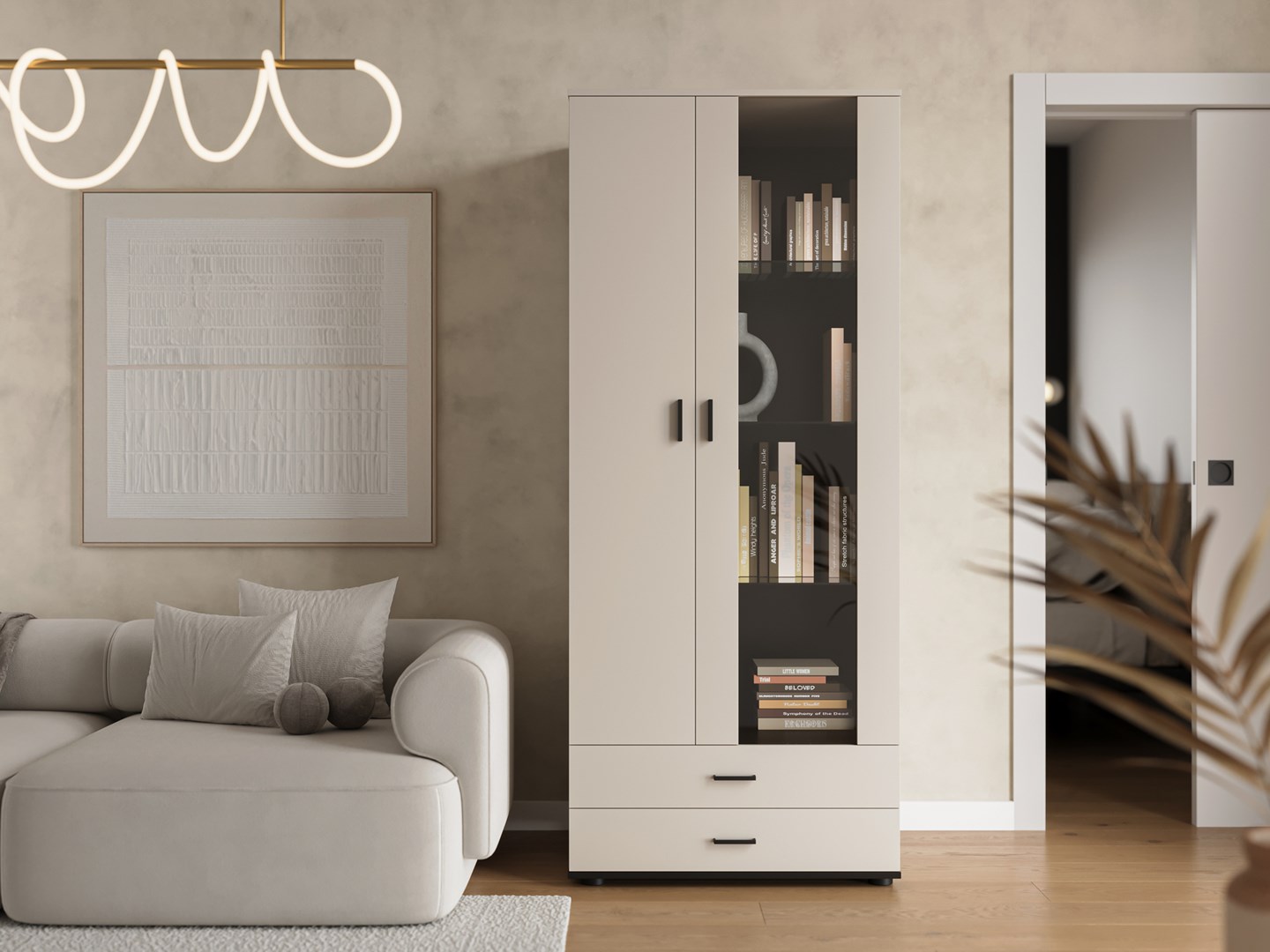 Cama S6 SOHO display cabinet 80x41x192 cashmere + black Cama S6 SOHO display cabinet 80x41x192 cashmere + black
