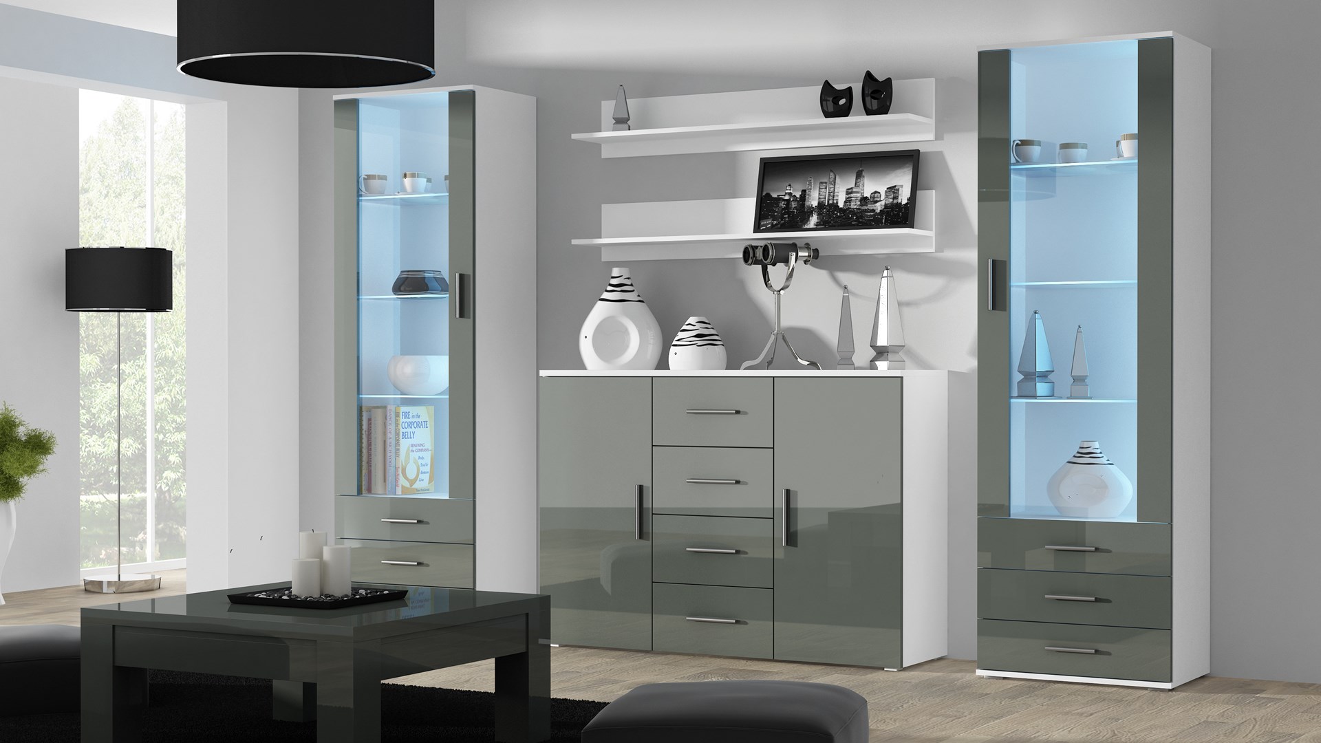 Cama display cabinet SOHO S1 white/grey gloss Cama display cabinet SOHO S1 white/grey gloss
