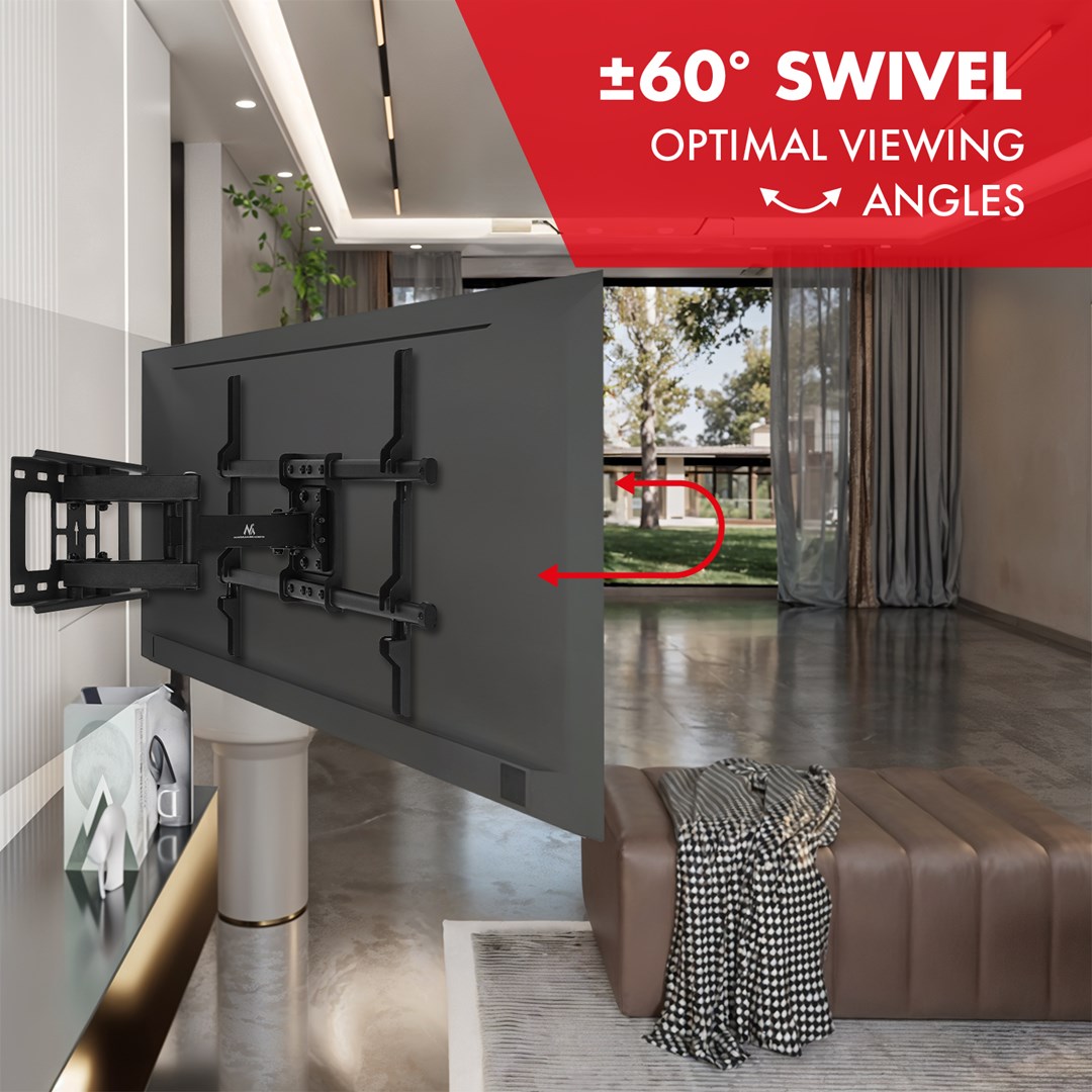 Maclean TV Mount, max VESA 600x400, 32-85", 60kg, horizontal and vertical angle adjustment, profile 65-390mm, black, MC-789 Maclean TV Mount, max VESA 600x400, 32-85", 60kg, horizontal and vertical angle adjustment, profile 65-390mm, black, MC-789