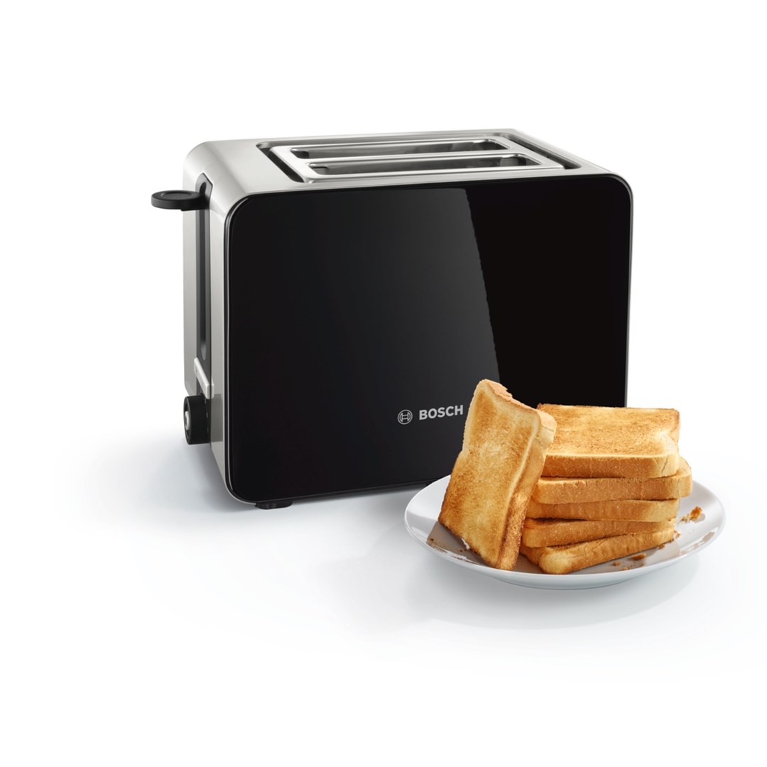 Bosch TAT7203 toaster 2 slice(s) 1050 W Black, Stainless steel Bosch TAT7203 toaster 2 slice(s) 1050 W Black, Stainless steel