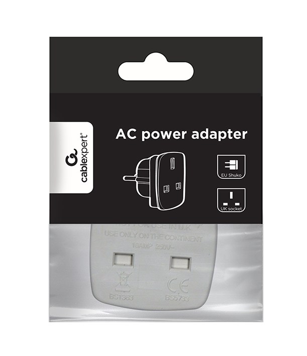 Gembird A-AC-UKEU-001 power plug adapter Type G (UK) Type F White Gembird A-AC-UKEU-001 power plug adapter Type G (UK) Type F White