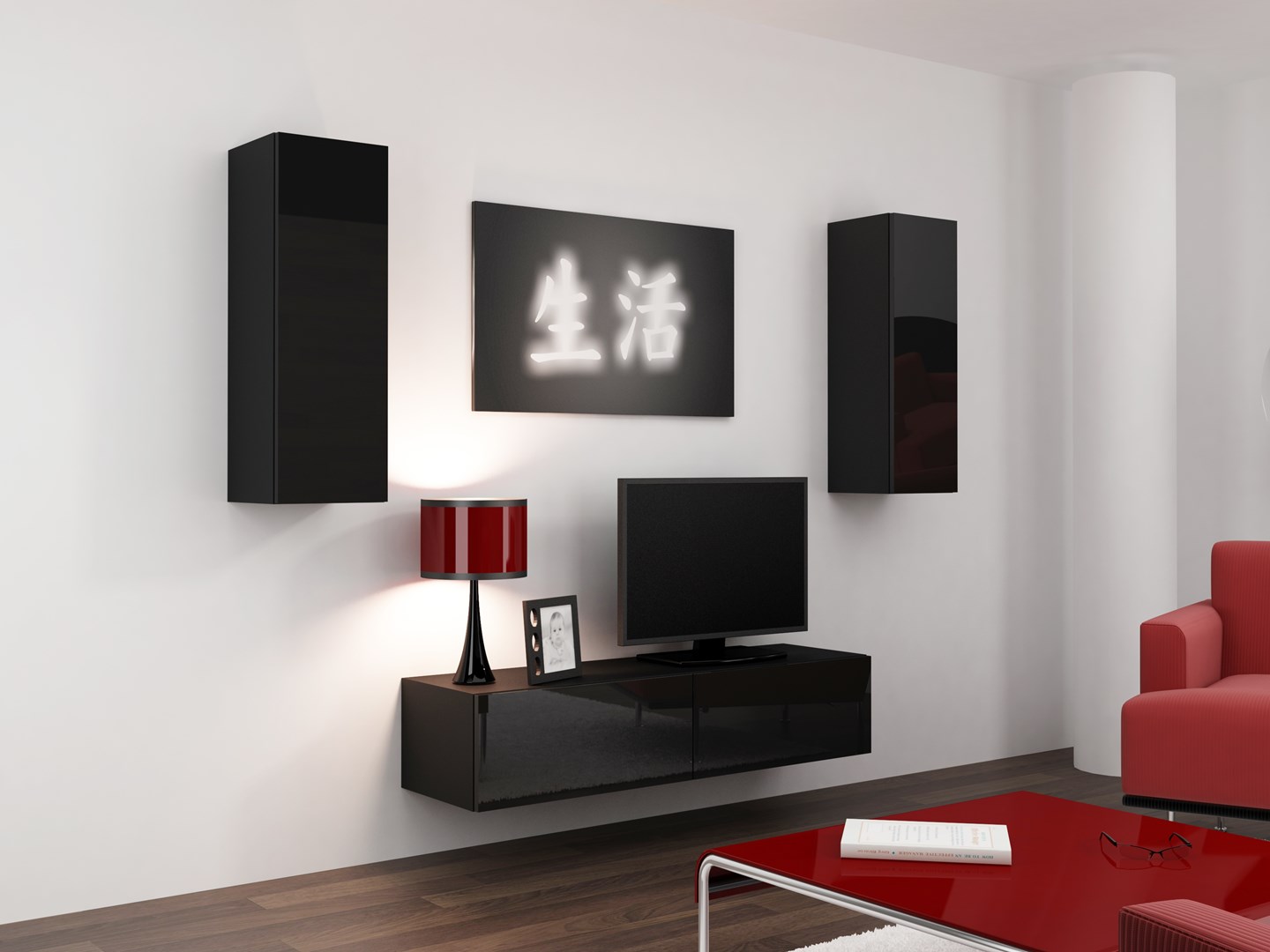Cama TV stand VIGO 140 30/140/40 black/black gloss Cama TV stand VIGO 140 30/140/40 black/black gloss
