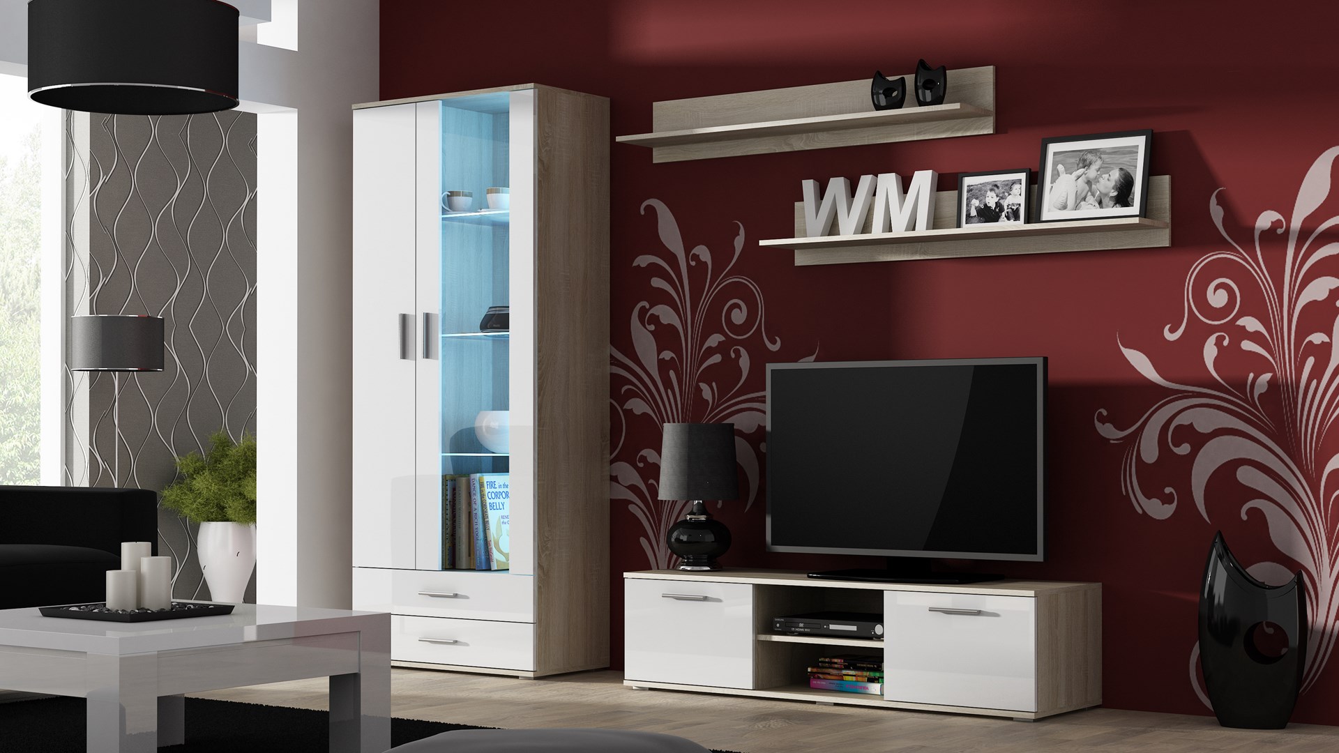 Cama TV stand SOHO 140 sonoma oak/white gloss Cama TV stand SOHO 140 sonoma oak/white gloss