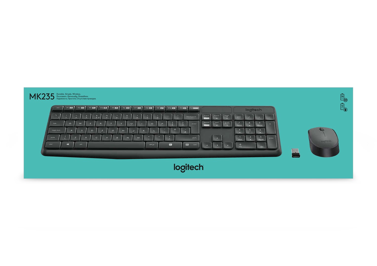 Logitech MK235 keyboard Mouse included USB QWERTY US International Grey Logitech MK235 keyboard Mouse included USB QWERTY US International Grey