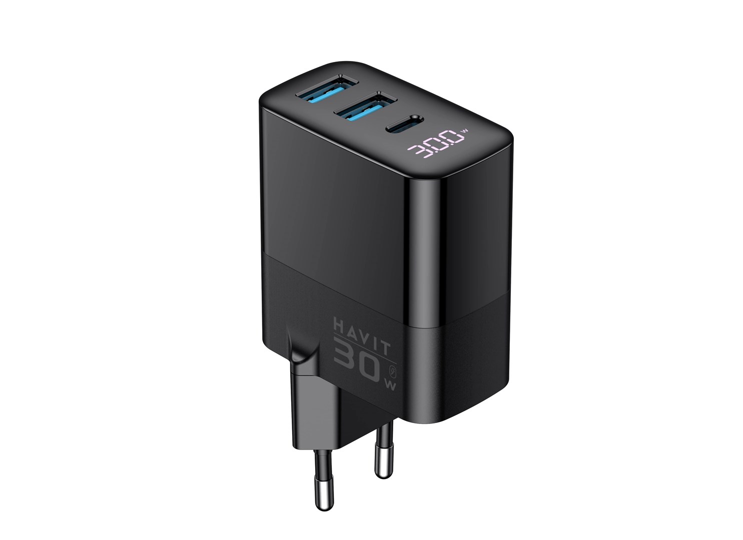 Havit UCLE001 EU - GaN three-port charger 30 W, black Havit UCLE001 EU - GaN three-port charger 30 W, black