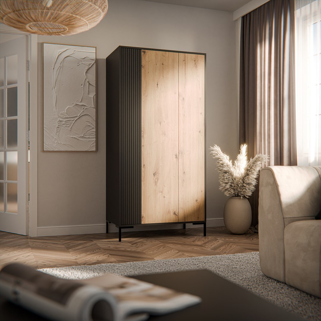 Cama MERCI wardrobe 90 x 55 x 184 cm black/oak artisan Cama MERCI wardrobe 90 x 55 x 184 cm black/oak artisan