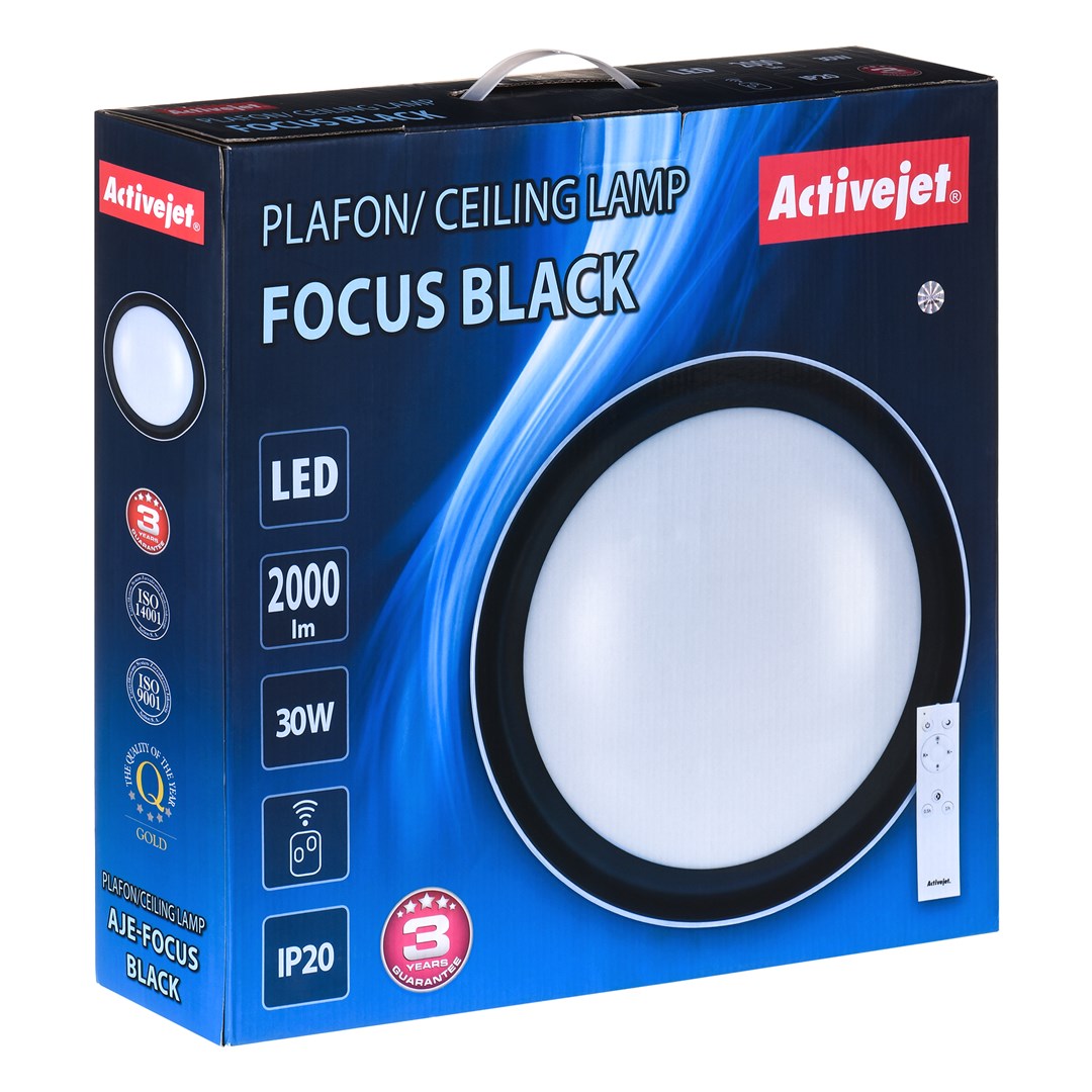 Modern LED dimmable ceiling plafond Activejet FOCUS Black wireless control by remote Modern LED dimmable ceiling plafond Activejet FOCUS Black wireless control by remote