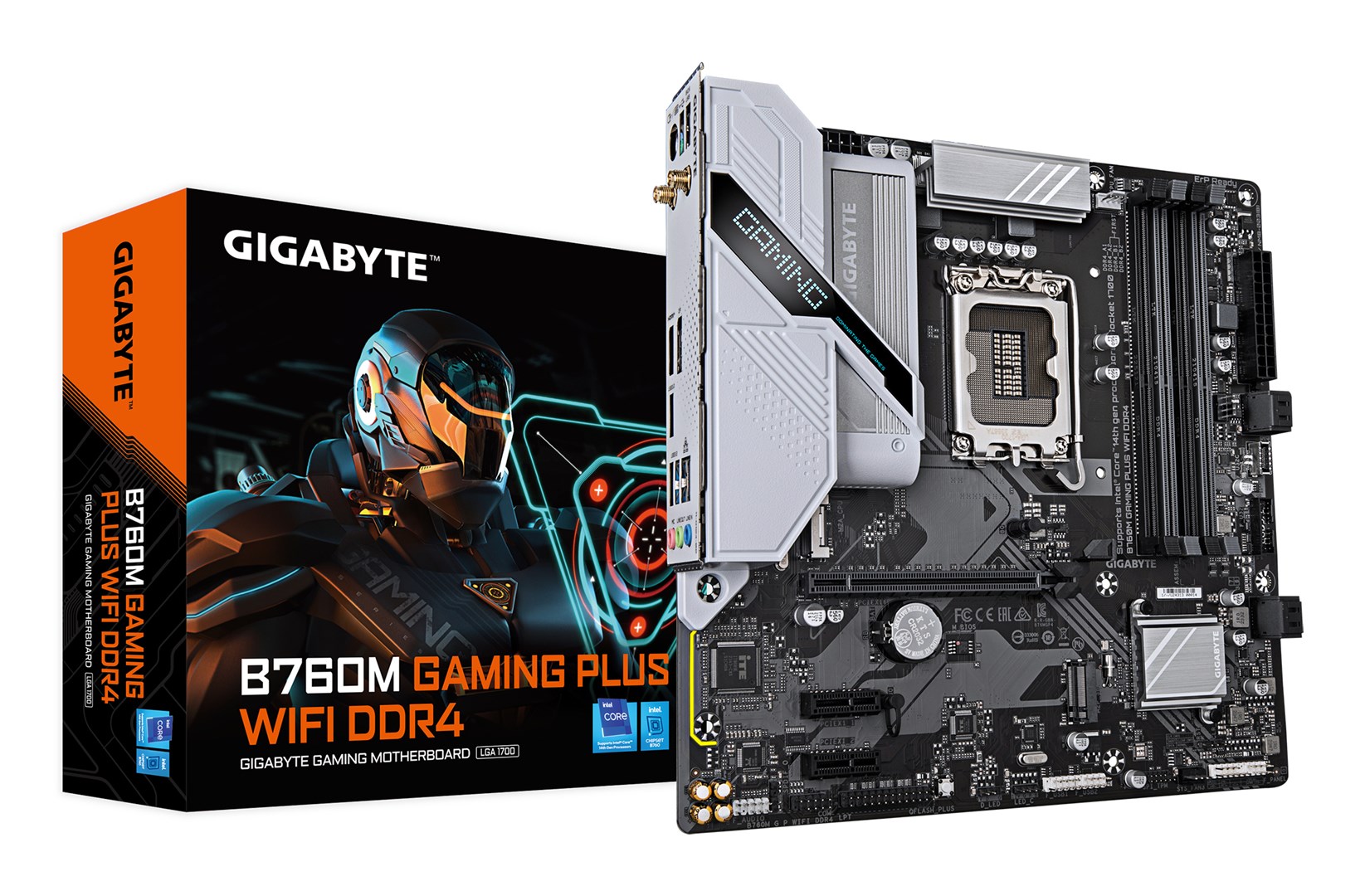 GIGABYTE B760M GAMING PLUS WIFI DDR4 Motherboard - Supports 14th Gen. Intel Core CPUs, 4+1+1 phases VRM, up to 5333MHz DDR4 (OC), 2xPCIe 4.0 M.2, Wi-Fi 6, 1 GbE LAN, USB 3.2 Gen 1 GIGABYTE B760M GAMING PLUS WIFI DDR4 Motherboard - Supports 14th Gen. Intel Core CPUs, 4+1+1 phases VRM, up to 5333MHz DDR4 (OC), 2xPCIe 4.0 M.2, Wi-Fi 6, 1 GbE LAN, USB 3.2 Gen 1