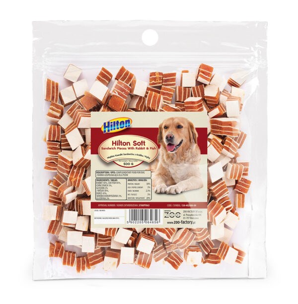 HILTON Sandwich pieces with rabbit and fish - Dog treat - 500 g HILTON Sandwich pieces with rabbit and fish - Dog treat - 500 g