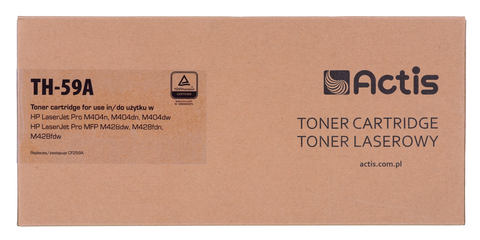 Actis TH-59A Toner (replacement for HP CF259A; Supreme; 3000 pages; black) with a toner level monitoring chip. We recommend disabling printer software updates. Actis TH-59A Toner (replacement for HP CF259A; Supreme; 3000 pages; black) with a toner level monitoring chip. We recommend disabling printer software updates.