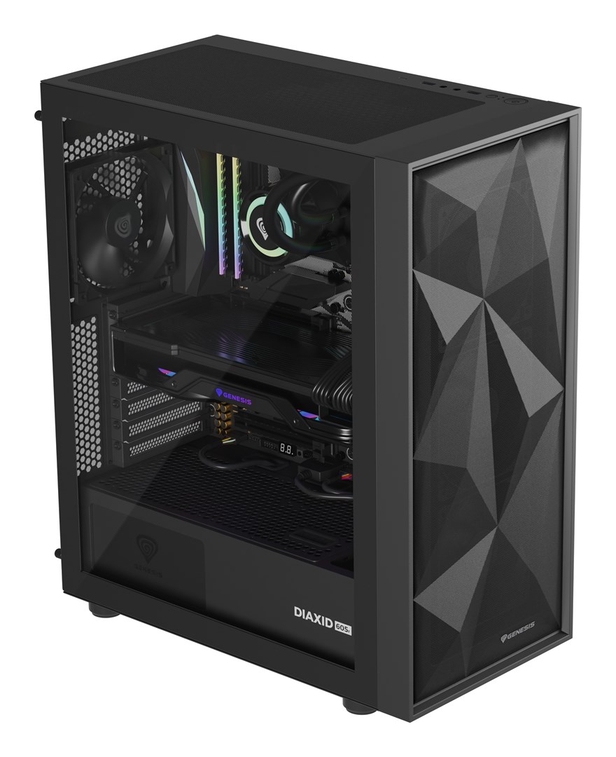 GENESIS DIAXID 605F MIDI TOWER CASE WITH USB-C WINDOW BLACK GENESIS DIAXID 605F MIDI TOWER CASE WITH USB-C WINDOW BLACK