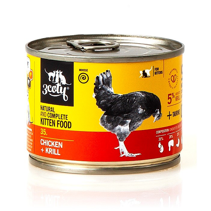 3COTY 35. Chicken and krill (kitten) - wet cat food - 180g 3COTY 35. Chicken and krill (kitten) - wet cat food - 180g