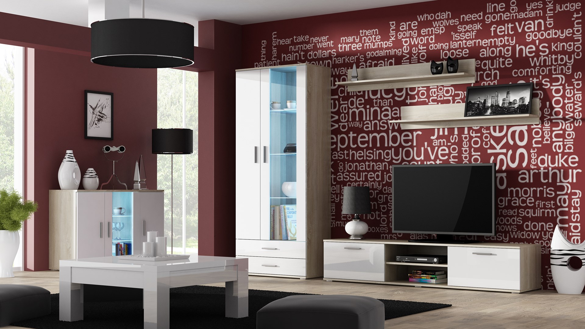 Cama sideboard 120 cm SOHO S7 sonoma oak/white gloss Cama sideboard 120 cm SOHO S7 sonoma oak/white gloss