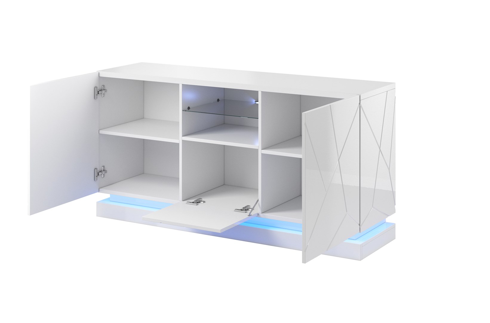 QIU 2D1K chest of drawers 150x41.5x75 cm glossy white/glossy white QIU 2D1K chest of drawers 150x41.5x75 cm glossy white/glossy white