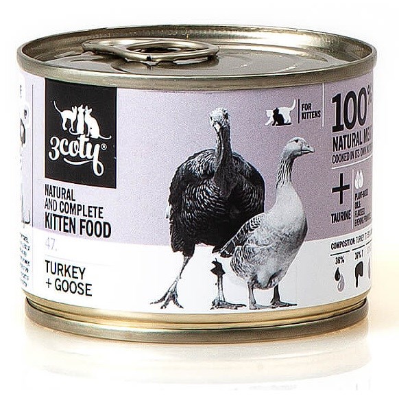 3COTY 47. Turkey and goose for kittens - wet cat food - 180g 3COTY 47. Turkey and goose for kittens - wet cat food - 180g