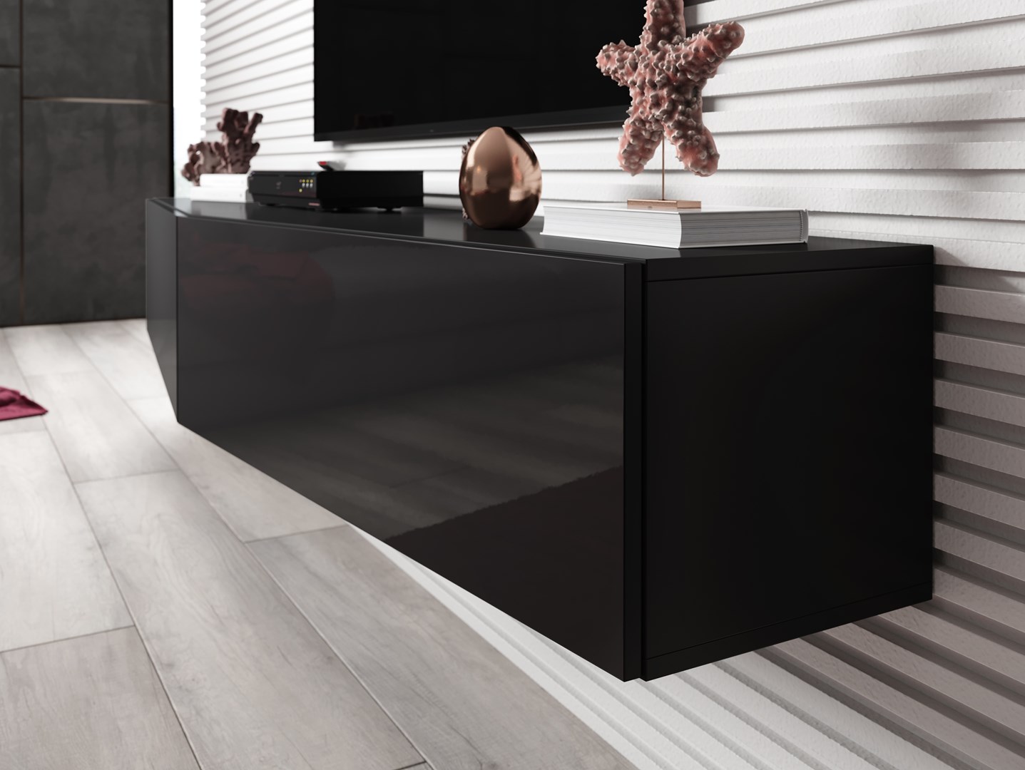 Cama Living room cabinet set VIGO SLANT 3 black/black gloss Cama Living room cabinet set VIGO SLANT 3 black/black gloss
