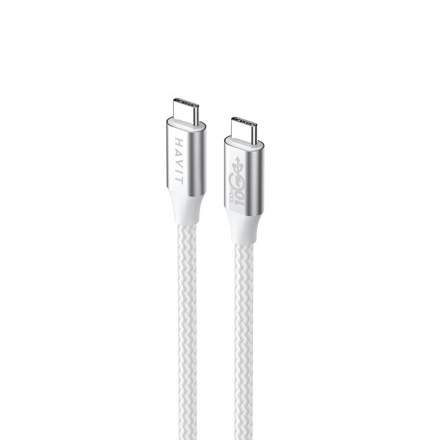 Havit CB6290 - USB Type C to USB Type C cable, 1 m (white/grey) Havit CB6290 - USB Type C to USB Type C cable, 1 m (white/grey)