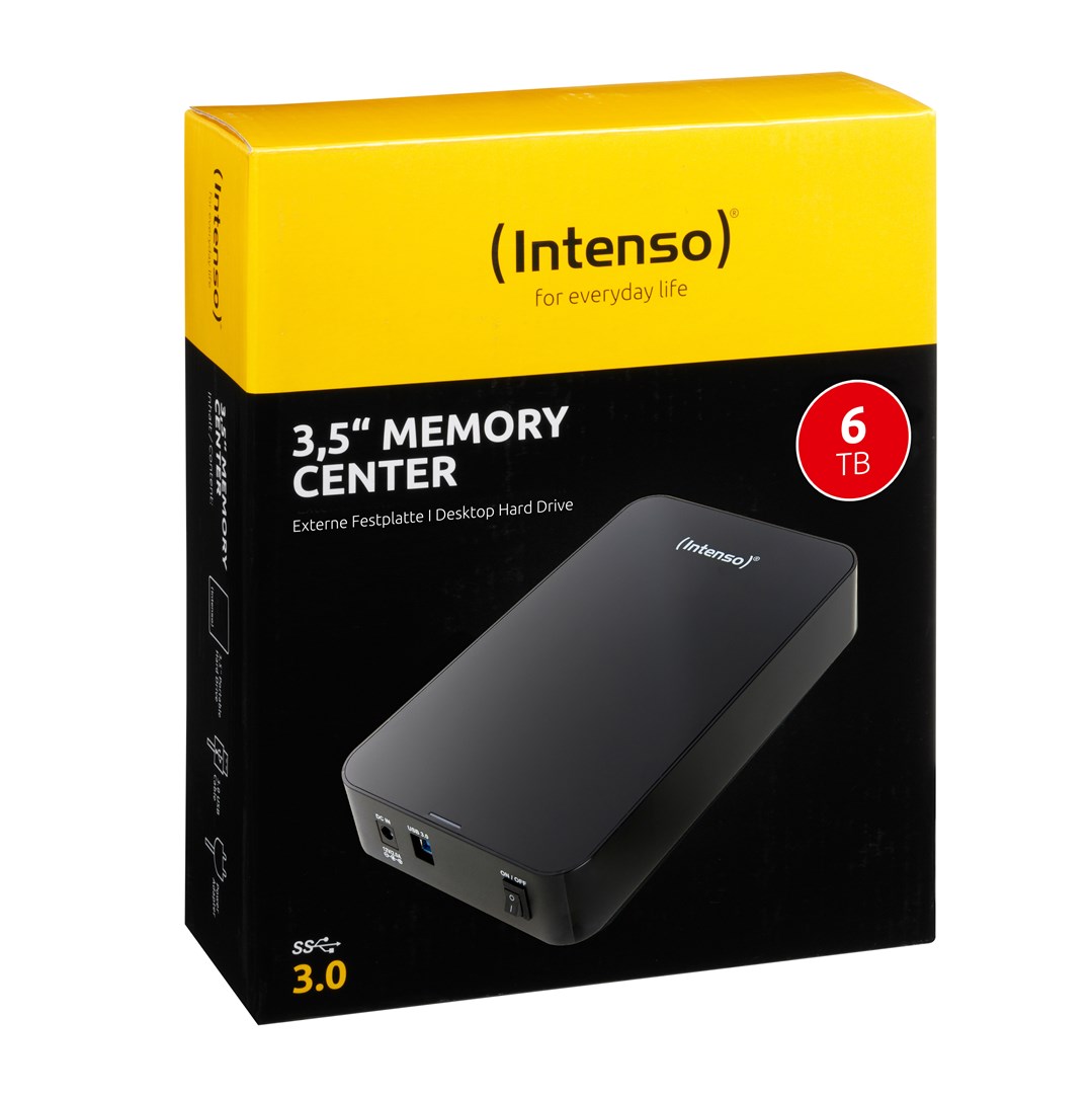 Intenso Memory Center external hard drive 6 TB 5400 RPM 3.5" USB Type-A 3.2 Gen 1 (3.1 Gen 1) Black Intenso Memory Center external hard drive 6 TB 5400 RPM 3.5" USB Type-A 3.2 Gen 1 (3.1 Gen 1) Black