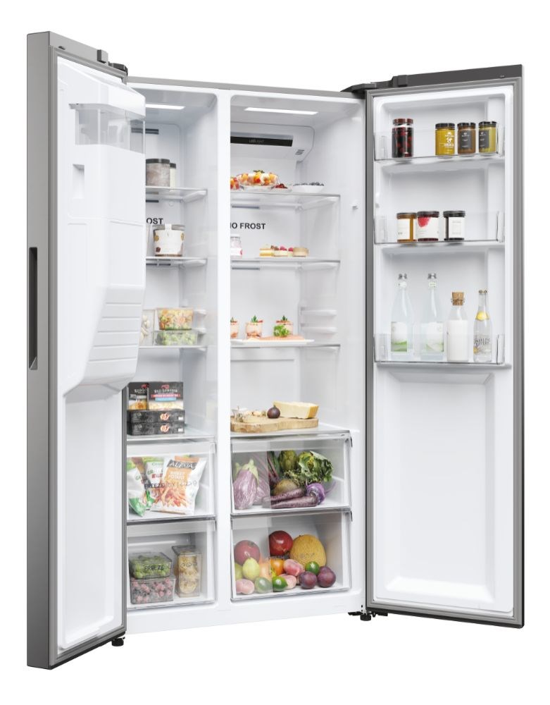 Haier SBS 90 Serie 5 HSR5918DIMP Free-standing double-sided fridge-freezer combination 511 l D Platinum, stainless steel Haier SBS 90 Serie 5 HSR5918DIMP Free-standing double-sided fridge-freezer combination 511 l D Platinum, stainless steel