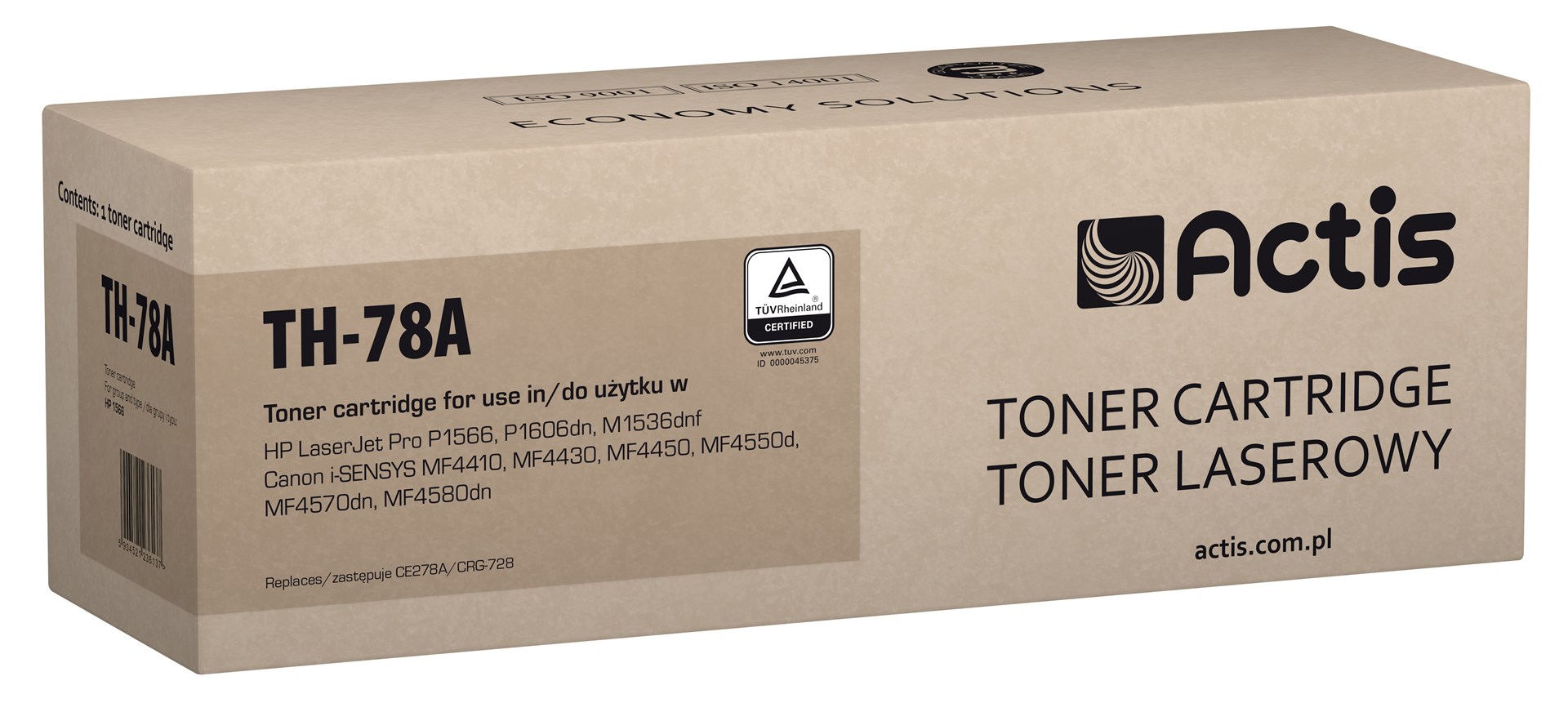 Actis TH-78A Toner (replacement for HP 78A CE278A, Canon CRG-728; Standard; 2100 pages; black) Actis TH-78A Toner (replacement for HP 78A CE278A, Canon CRG-728; Standard; 2100 pages; black)
