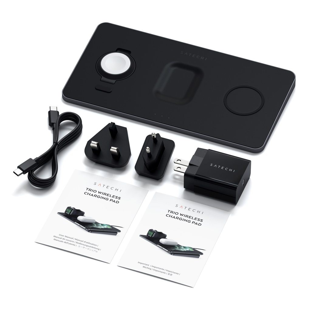 Satechi ST-X3TWCPM mobile device charger Headphones, Smartphone, Smartwatch Black AC Wireless charging Indoor Satechi ST-X3TWCPM mobile device charger Headphones, Smartphone, Smartwatch Black AC Wireless charging Indoor