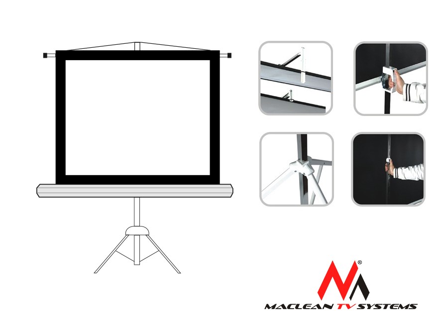 Projection Screen With 200x200 Tripods Maclean MC-680 Projection Screen With 200x200 Tripods Maclean MC-680